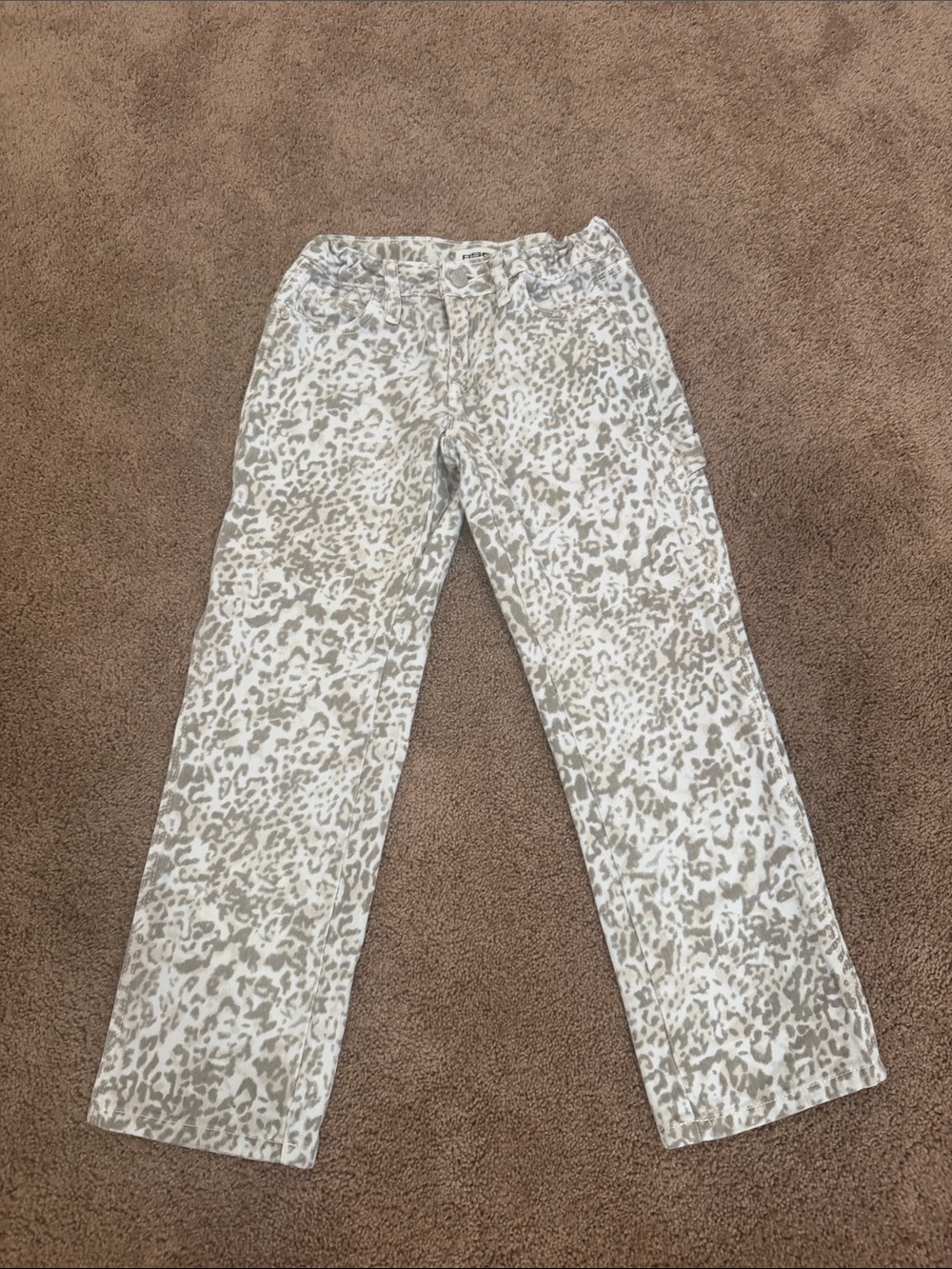 RSQ Kids Beige and White Leopard Print Jeans